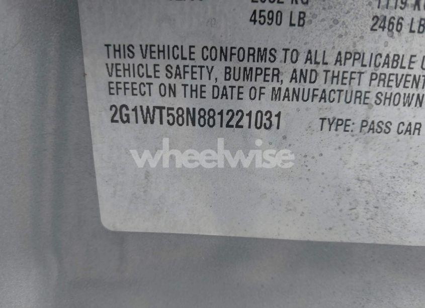 Photo 9 of 2008 Chevrolet Impala LT (VIN 2G1WT58N881221031)