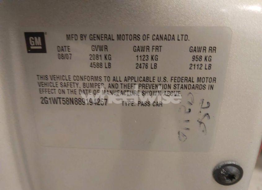 Photo 9 of 2008 Chevrolet Impala LT (VIN 2G1WT58N889194267)