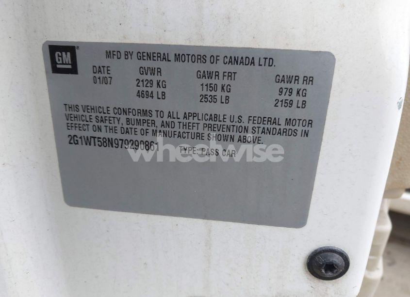 Photo 9 of 2007 Chevrolet Impala LT (VIN 2G1WT58N979290861)