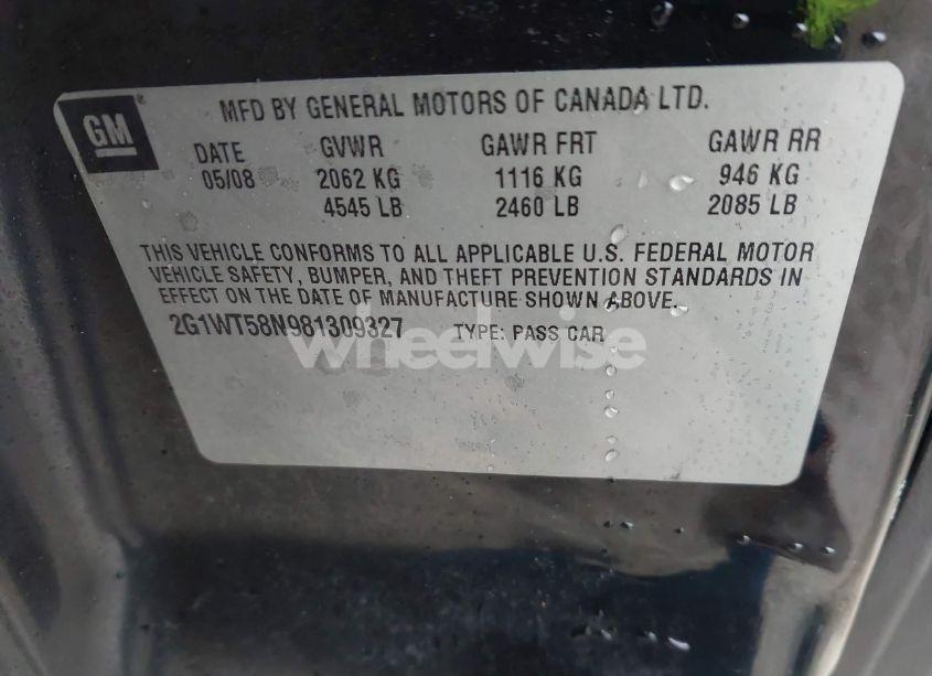 Photo 9 of 2008 Chevrolet Impala LT (VIN 2G1WT58N981309327)