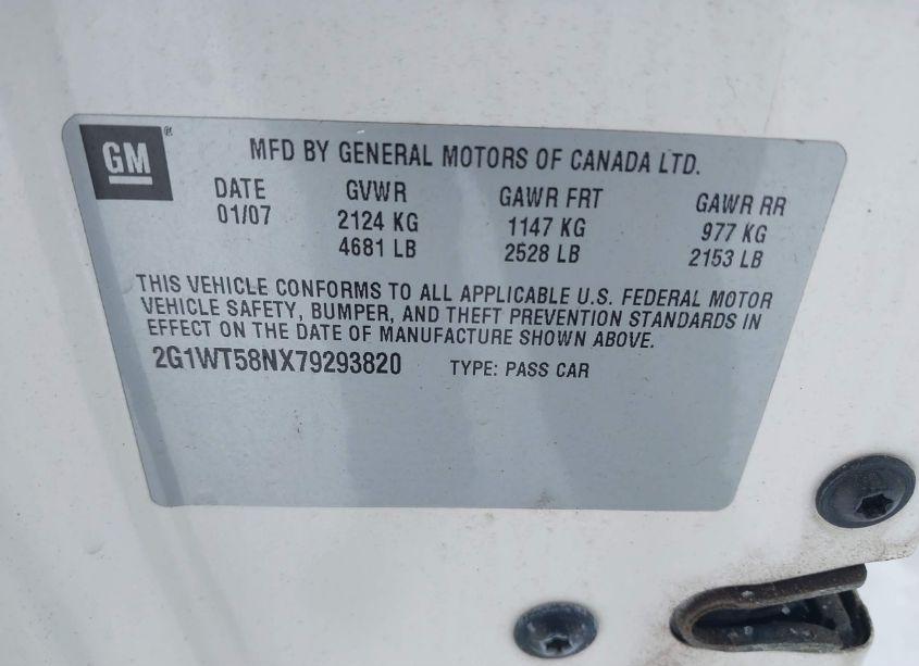 Photo 9 of 2007 Chevrolet Impala LT (VIN 2G1WT58NX79293820)