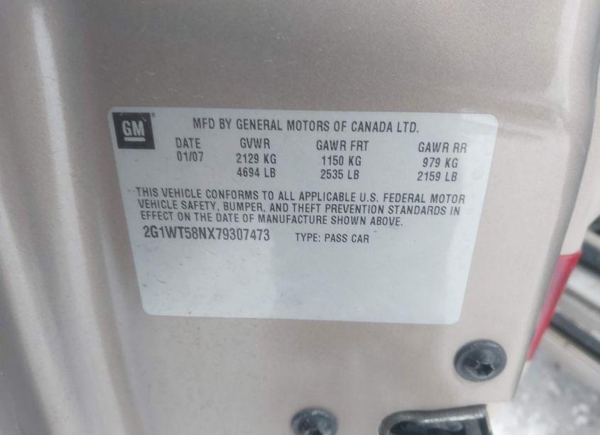 Photo 9 of 2007 Chevrolet Impala LT (VIN 2G1WT58NX79307473)