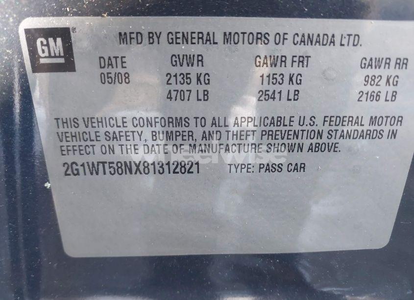 Photo 9 of 2008 Chevrolet Impala LT (VIN 2G1WT58NX81312821)