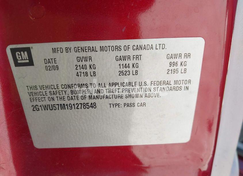 Photo 9 of 2009 Chevrolet Impala LTZ (VIN 2G1WU57M191278548)