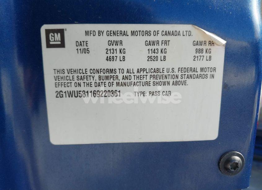 Photo 9 of 2006 Chevrolet Impala LTZ (VIN 2G1WU581169220361)