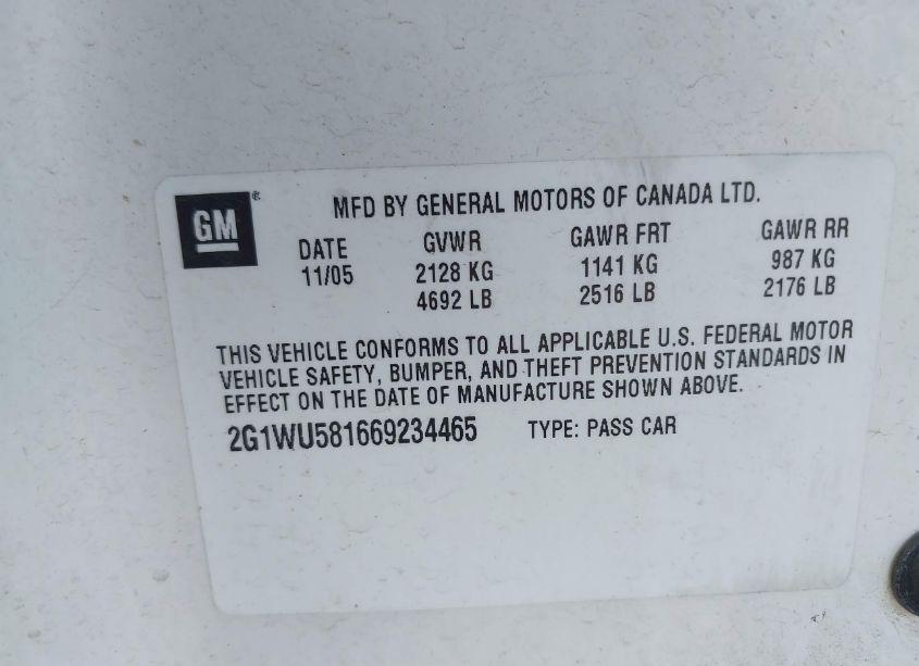 Photo 9 of 2006 Chevrolet Impala LTZ (VIN 2G1WU581669234465)