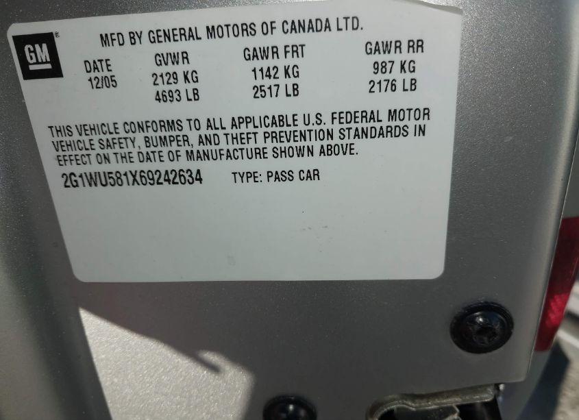 Photo 9 of 2006 Chevrolet Impala LTZ (VIN 2G1WU581X69242634)