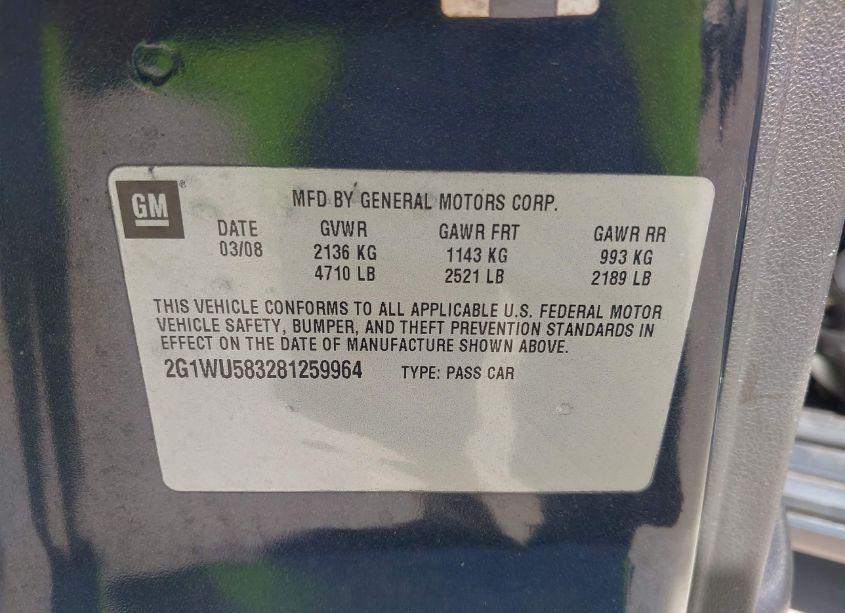 Photo 9 of 2008 Chevrolet Impala LTZ (VIN 2G1WU583281259964)