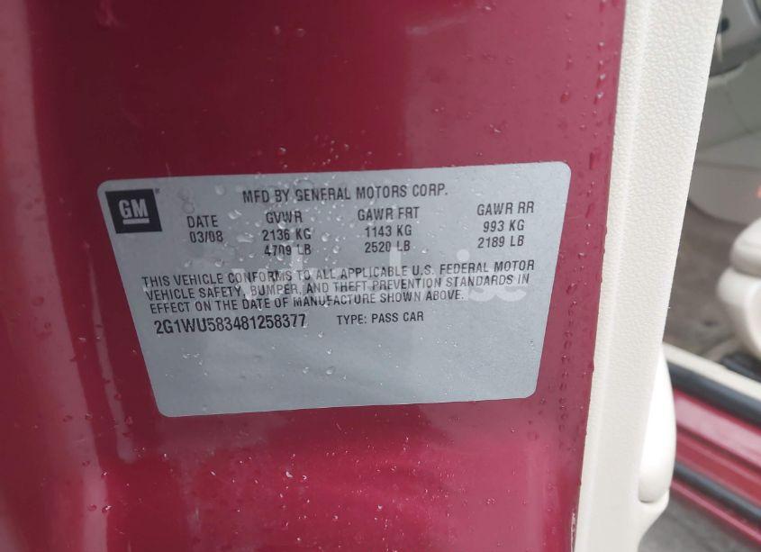 Photo 9 of 2008 Chevrolet Impala LTZ (VIN 2G1WU583481258377)