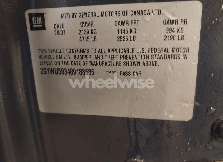 Photo 9 of 2008 Chevrolet Impala LTZ (VIN 2G1WU583489188686)