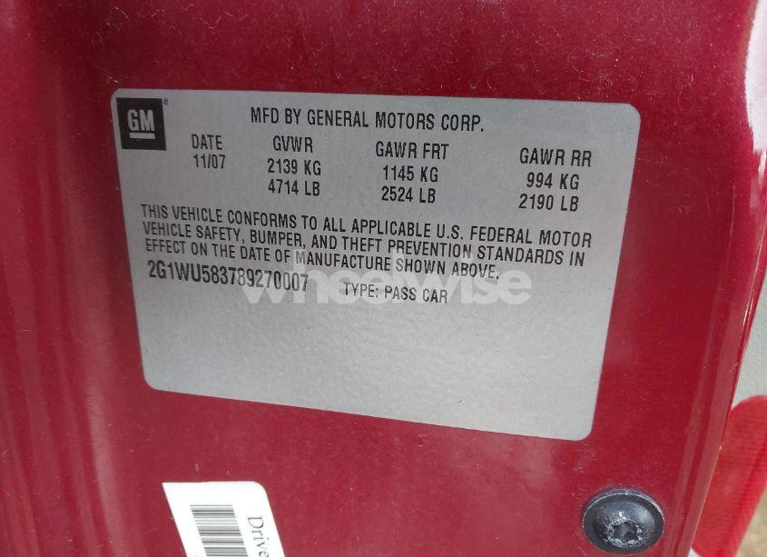 Photo 9 of 2008 Chevrolet Impala LTZ (VIN 2G1WU583789270007)