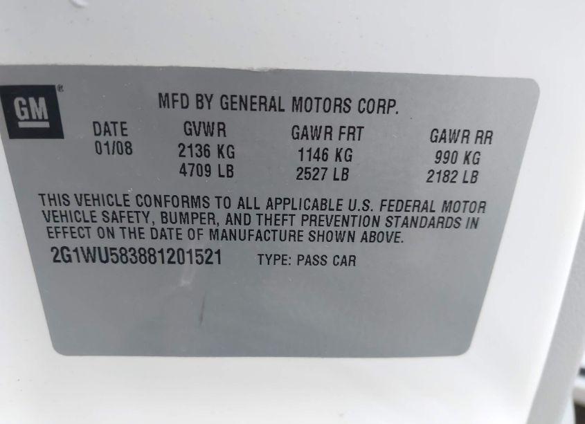 Photo 9 of 2008 Chevrolet Impala LTZ (VIN 2G1WU583881201521)