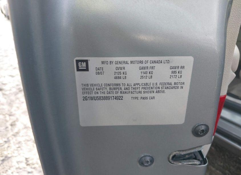 Photo 9 of 2008 Chevrolet Impala LTZ (VIN 2G1WU583889174922)