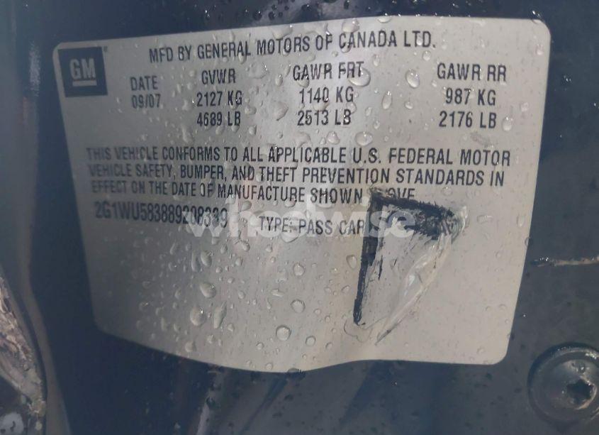 Photo 9 of 2008 Chevrolet Impala LTZ (VIN 2G1WU583889208339)