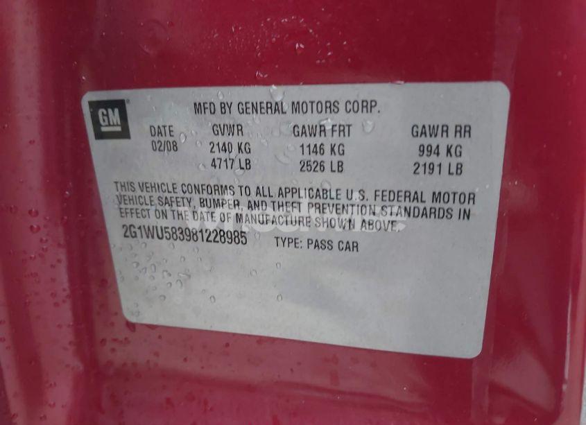 Photo 9 of 2008 Chevrolet Impala LTZ (VIN 2G1WU583981228985)