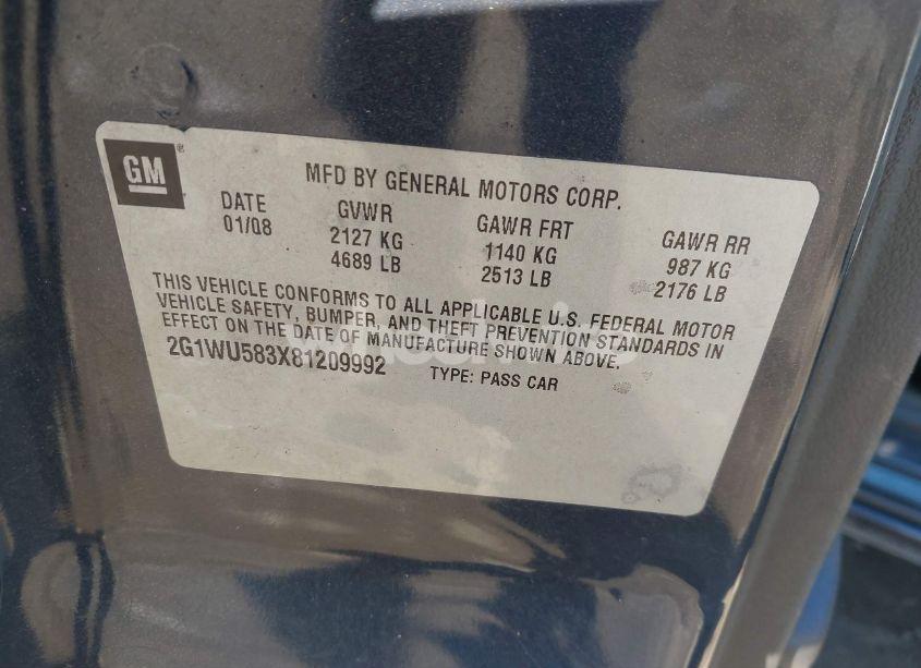 Photo 9 of 2008 Chevrolet Impala LTZ (VIN 2G1WU583X81209992)