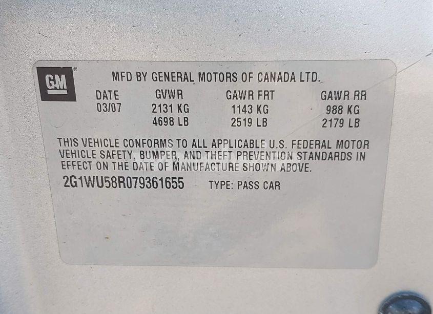 Photo 9 of 2007 Chevrolet Impala LTZ (VIN 2G1WU58R079361655)