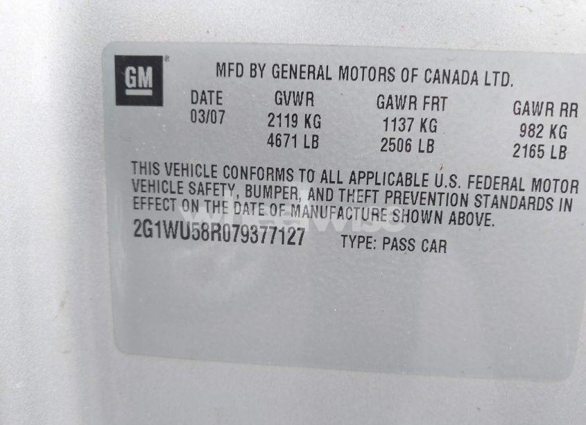 Photo 9 of 2007 Chevrolet Impala LTZ (VIN 2G1WU58R079377127)