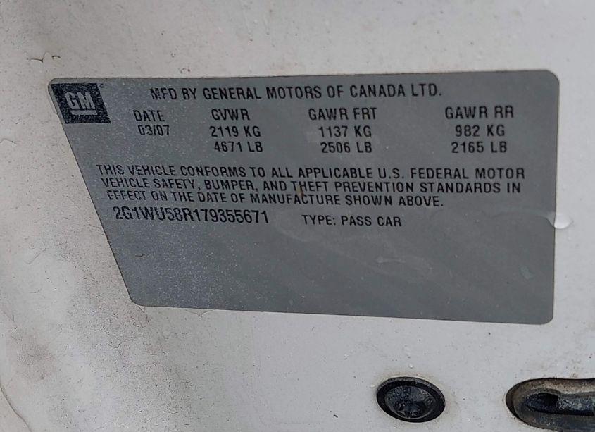 Photo 9 of 2007 Chevrolet Impala LTZ (VIN 2G1WU58R179355671)