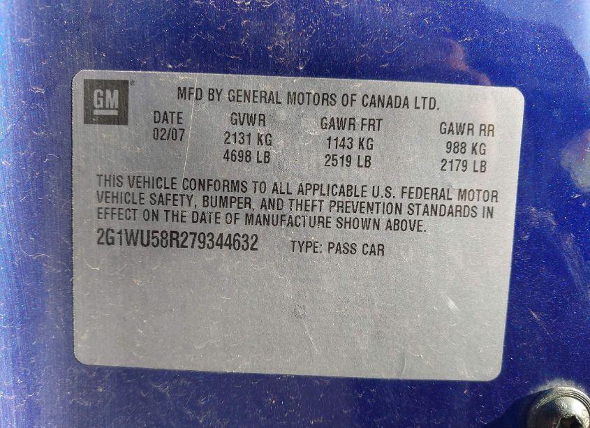 Photo 9 of 2007 Chevrolet Impala LTZ (VIN 2G1WU58R279344632)