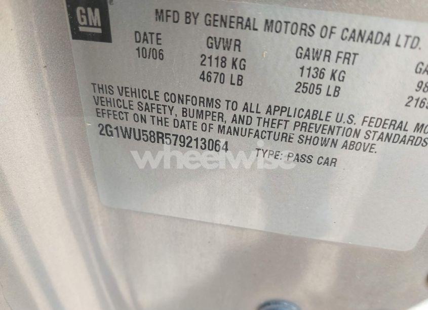 Photo 9 of 2007 Chevrolet Impala LTZ (VIN 2G1WU58R579213064)