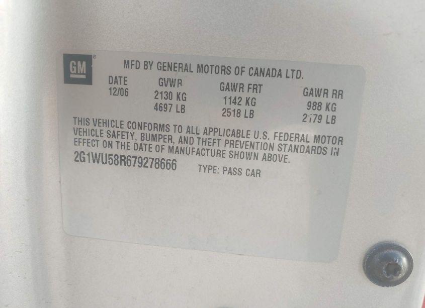 Photo 9 of 2007 Chevrolet Impala LTZ (VIN 2G1WU58R679278666)