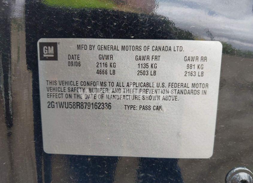 Photo 9 of 2007 Chevrolet Impala LTZ (VIN 2G1WU58R879162336)