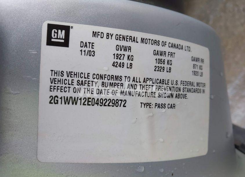 Photo 9 of 2004 Chevrolet Monte CARLO LS (VIN 2G1WW12E049229872)