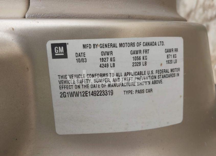 Photo 9 of 2004 Chevrolet Monte CARLO LS (VIN 2G1WW12E149223319)