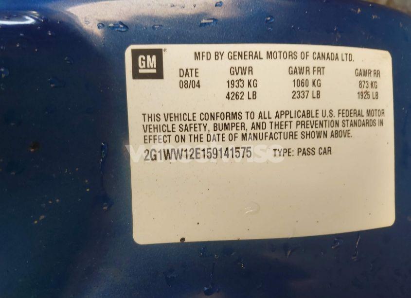 Photo 9 of 2005 Chevrolet Monte CARLO LS (VIN 2G1WW12E159141575)