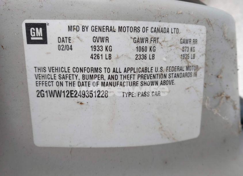 Photo 9 of 2004 Chevrolet Monte CARLO LS (VIN 2G1WW12E249351228)