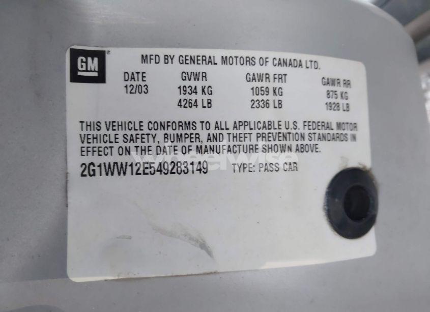 Photo 9 of 2004 Chevrolet Monte CARLO LS (VIN 2G1WW12E549283149)