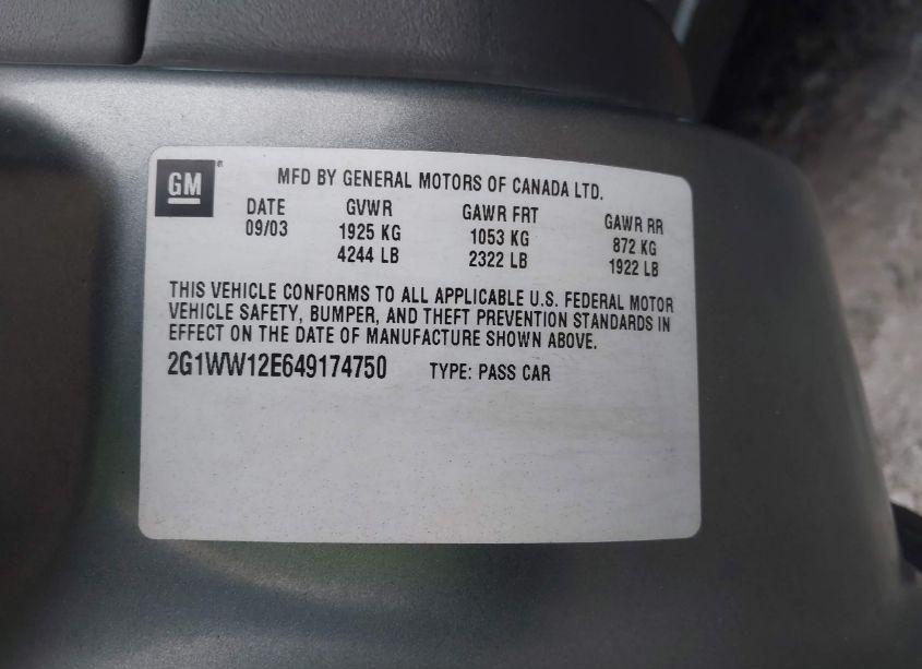 Photo 9 of 2004 Chevrolet Monte CARLO LS (VIN 2G1WW12E649174750)