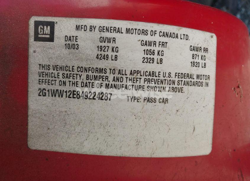 Photo 9 of 2004 Chevrolet Monte CARLO LS (VIN 2G1WW12E849224287)