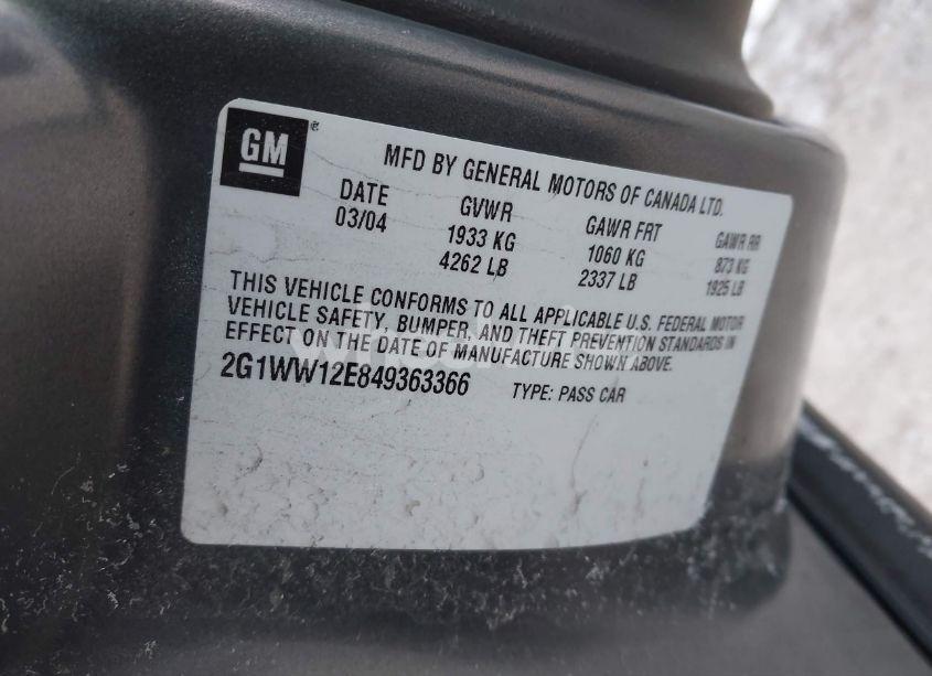 Photo 9 of 2004 Chevrolet Monte CARLO LS (VIN 2G1WW12E849363366)