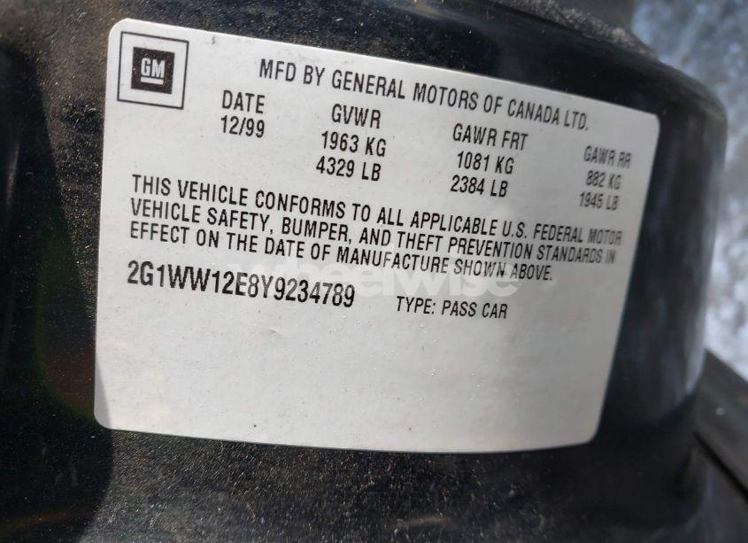 Photo 9 of 2000 Chevrolet Monte CARLO LS (VIN 2G1WW12E8Y9234789)