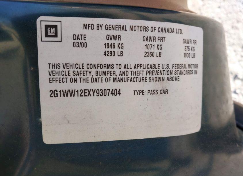 Photo 9 of 2000 Chevrolet Monte CARLO LS (VIN 2G1WW12EXY9307404)