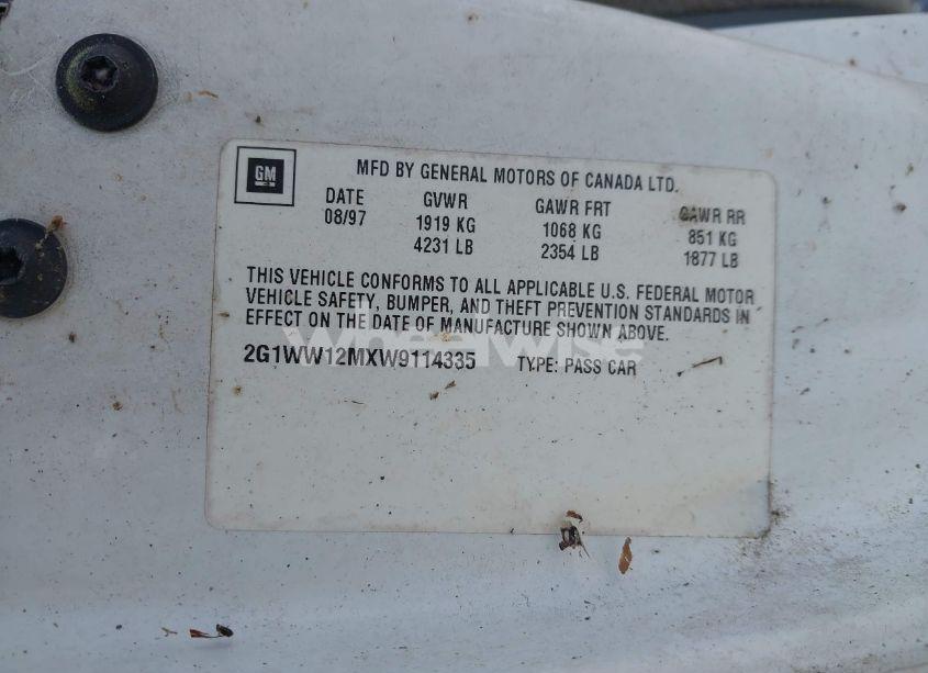 Photo 9 of 1998 Chevrolet Monte CARLO LS (VIN 2G1WW12MXW9114335)