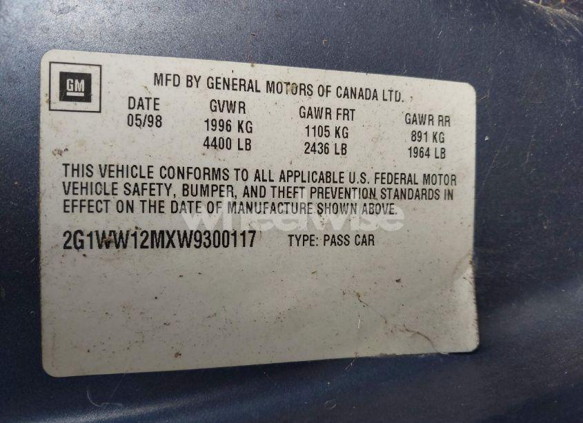 Photo 9 of 1998 Chevrolet Monte CARLO LS (VIN 2G1WW12MXW9300117)