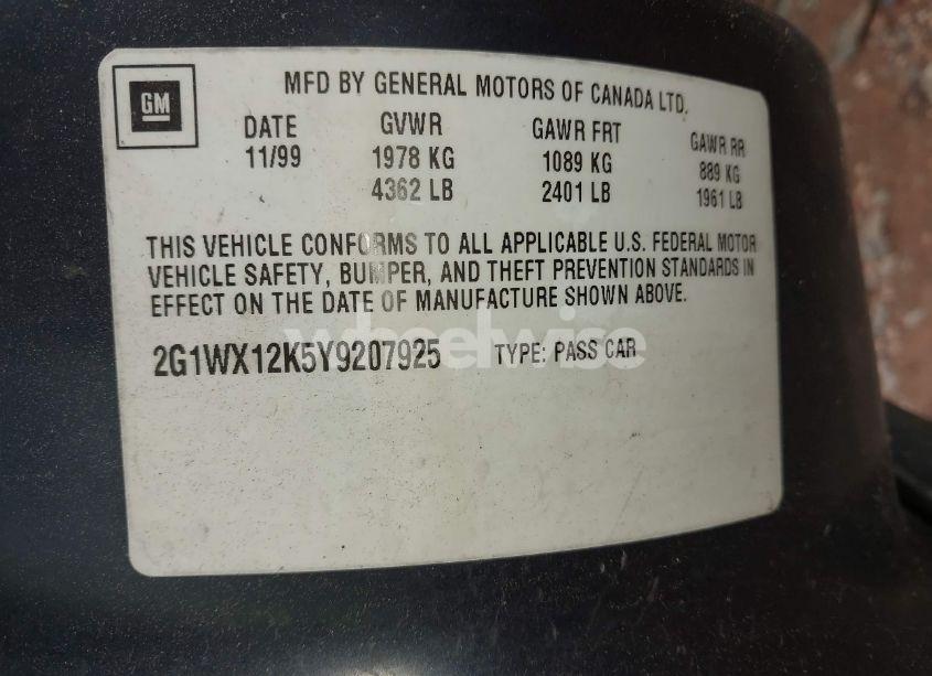 Photo 9 of 2000 Chevrolet Monte CARLO SS (VIN 2G1WX12K5Y9207925)