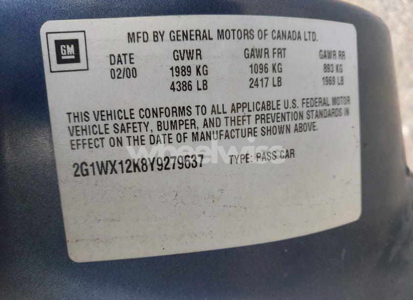 Photo 9 of 2000 Chevrolet Monte CARLO SS (VIN 2G1WX12K8Y9279637)