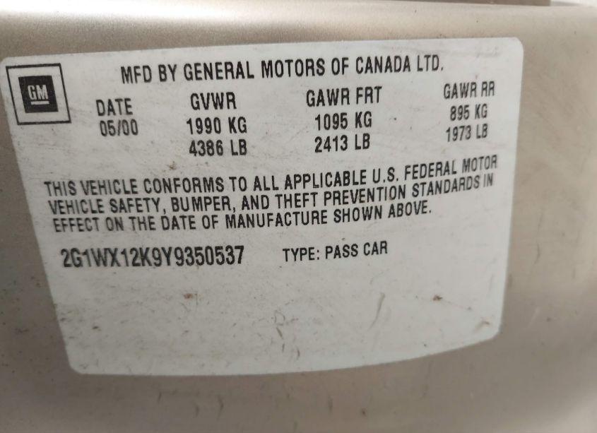 Photo 9 of 2000 Chevrolet Monte CARLO SS (VIN 2G1WX12K9Y9350537)