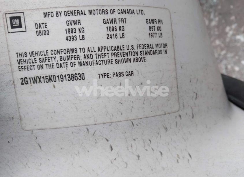 Photo 9 of 2001 Chevrolet Monte CARLO SS (VIN 2G1WX15K019138630)