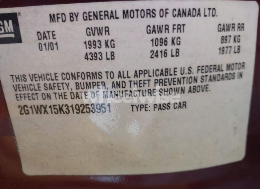 Photo 9 of 2001 Chevrolet Monte CARLO SS (VIN 2G1WX15K319253951)