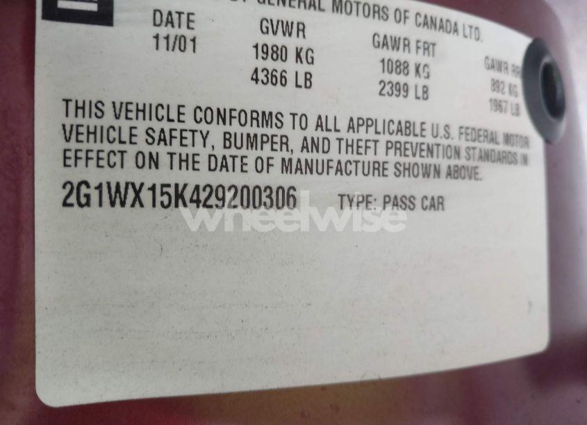 Photo 9 of 2002 Chevrolet Monte CARLO SS (VIN 2G1WX15K429200306)