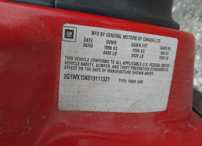 Photo 9 of 2001 Chevrolet Monte CARLO SS (VIN 2G1WX15K619111321)