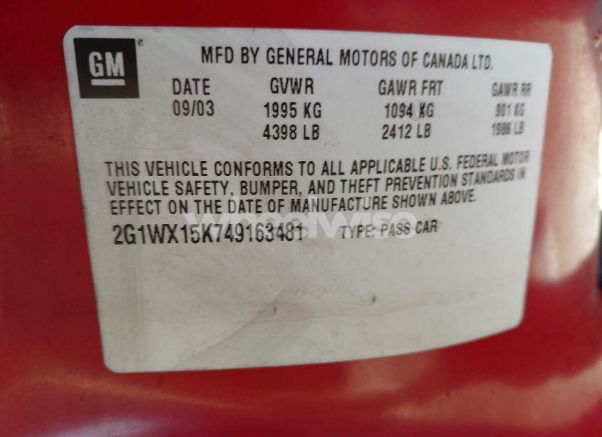 Photo 9 of 2004 Chevrolet Monte CARLO SS (VIN 2G1WX15K749163481)