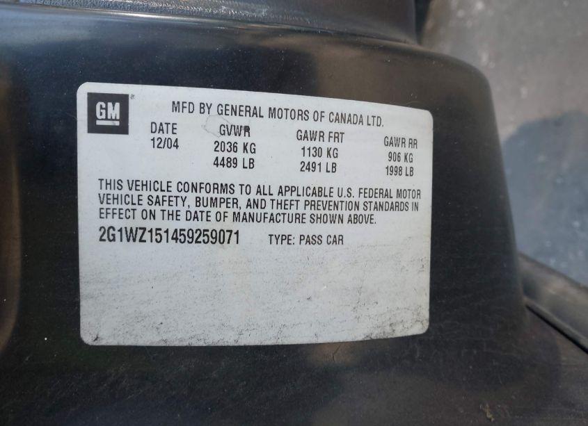 Photo 9 of 2005 Chevrolet Monte CARLO SUPERCHARGED SS (VIN 2G1WZ151459259071)