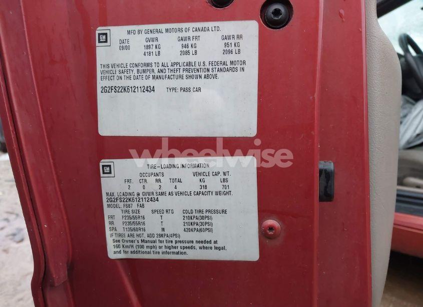 Photo 9 of 2001 Pontiac Firebird N/A (VIN 2G2FS22K612112434)