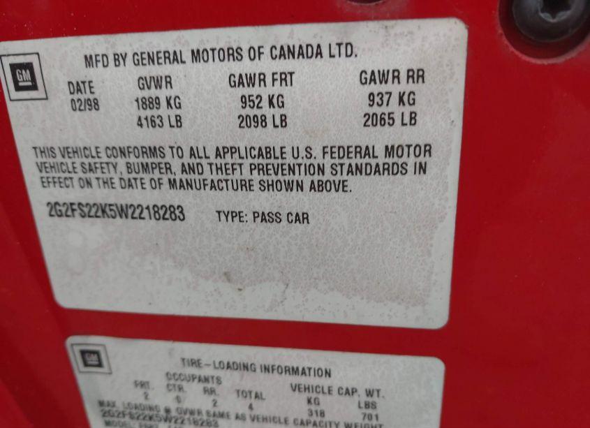 Photo 9 of 2000 Pontiac Firebird N/A (VIN 2G2FS22K6Y2123816)